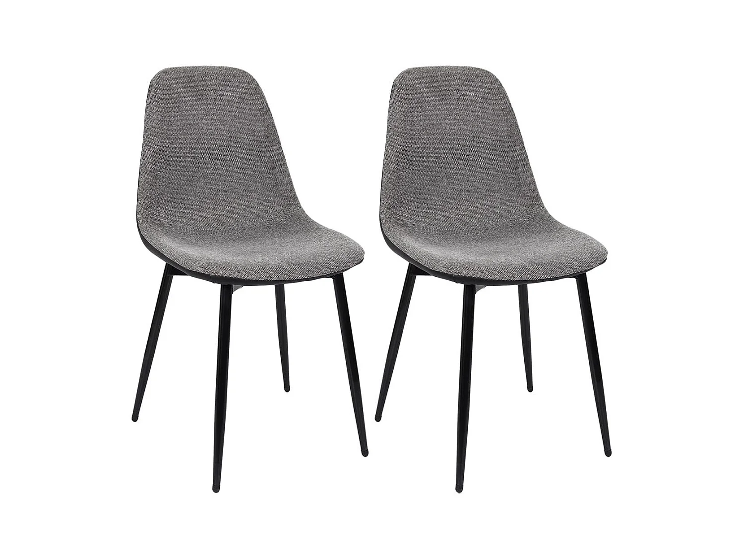 PIAGA - Lot de 2 Chaises Tissu Noir et Gris Chiné