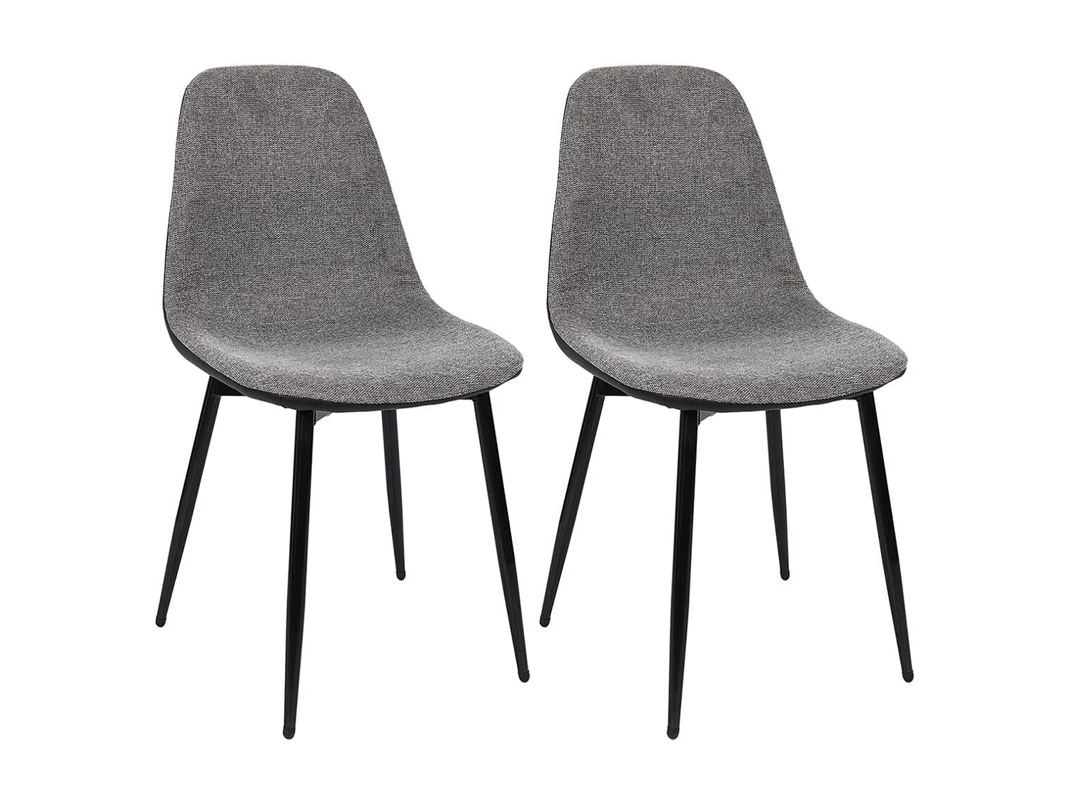 PIAGA - Lot de 2 Chaises Tissu Noir et Gris Chiné