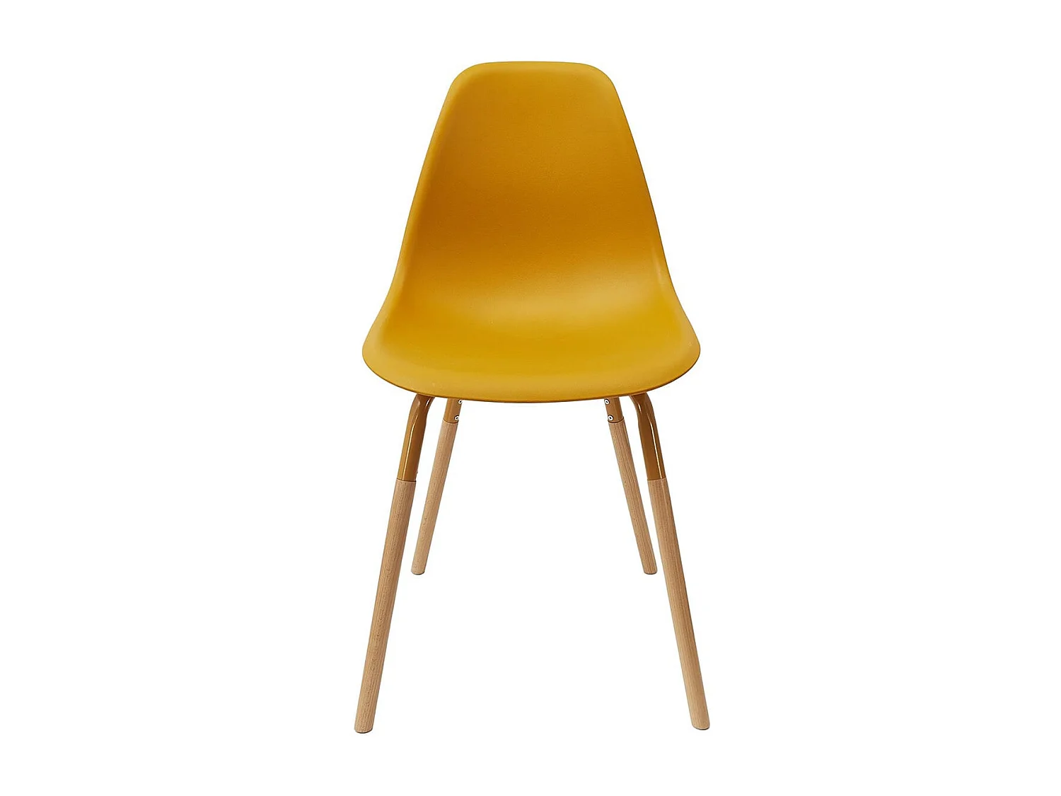 FLUK - Lot de 6 Chaises Polypropylène Jaune et Bois