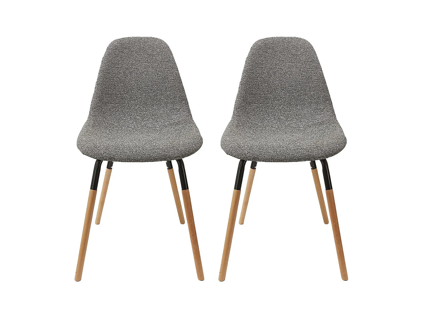 FLUK - Lot de 2 Chaises Tissu Gris Chiné et Bois