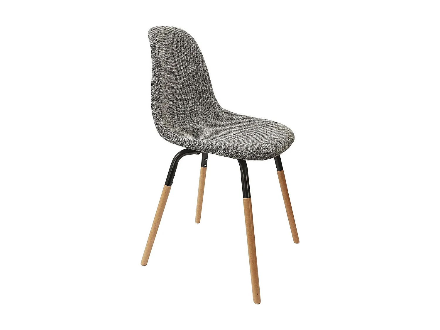 FLUK - Lot de 2 Chaises Tissu Gris Chiné et Bois