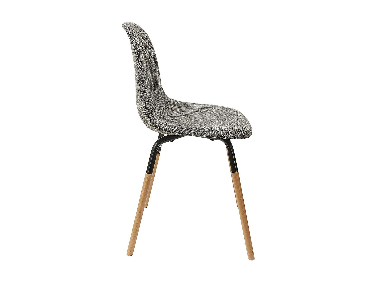 FLUK - Lot de 2 Chaises Tissu Gris Chiné et Bois