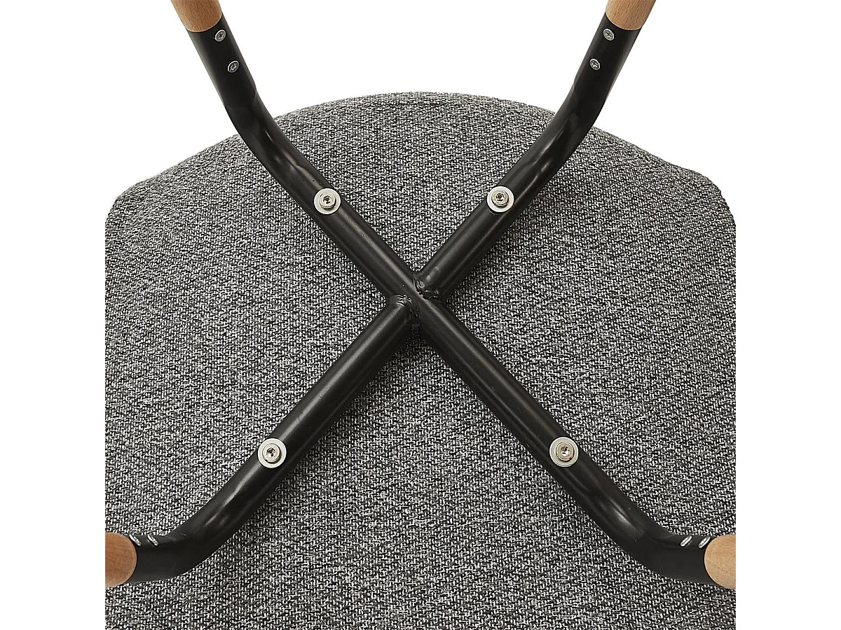 FLUK - Lot de 2 Chaises Tissu Gris Chiné et Bois