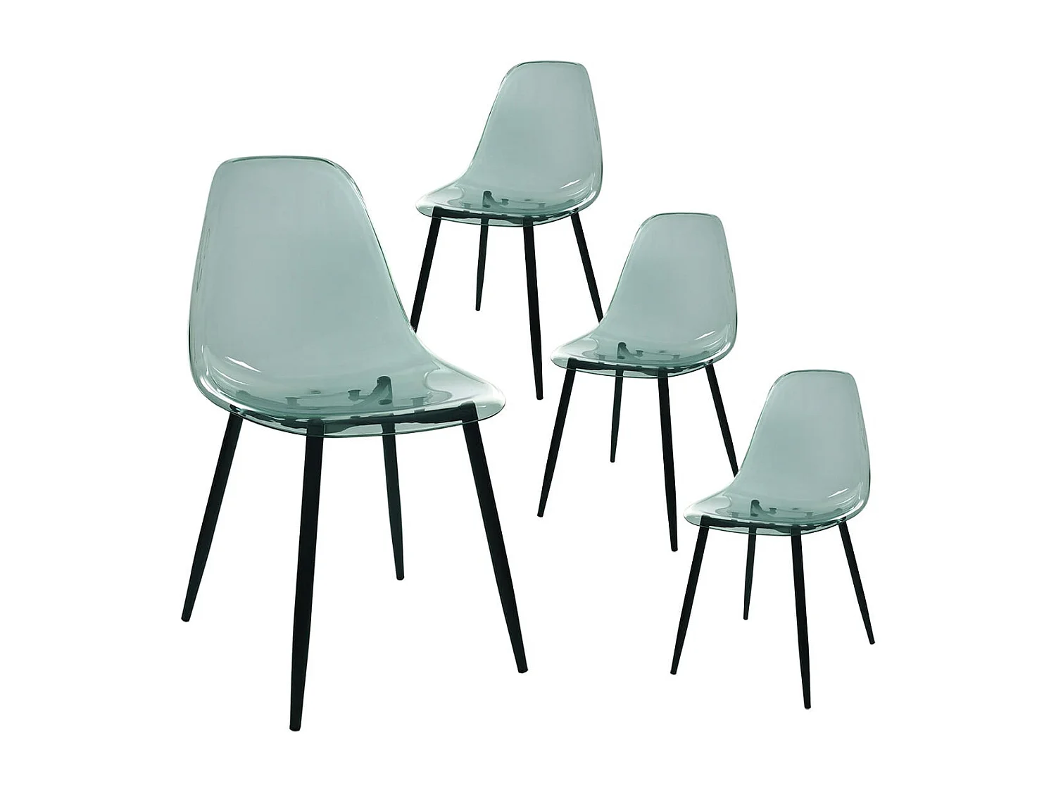 FUNIO - Lot de 4 Chaises Bleues Transparentes et Métal