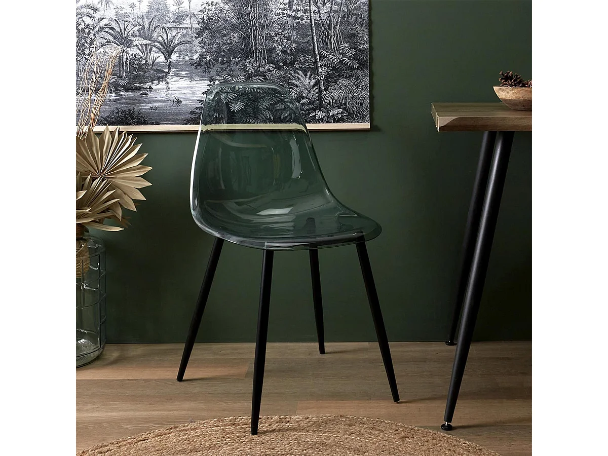 FUNIO - Lot de 4 Chaises Bleues Transparentes et Métal