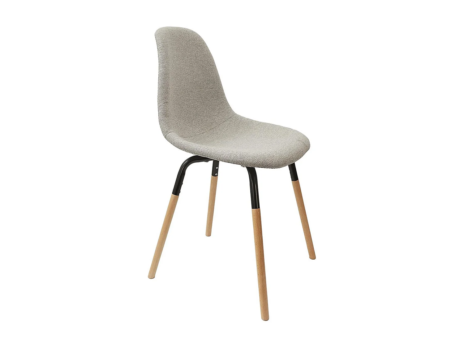 FLUK - Lot de 4 Chaises Tissu Gris Chiné Clair et Bois