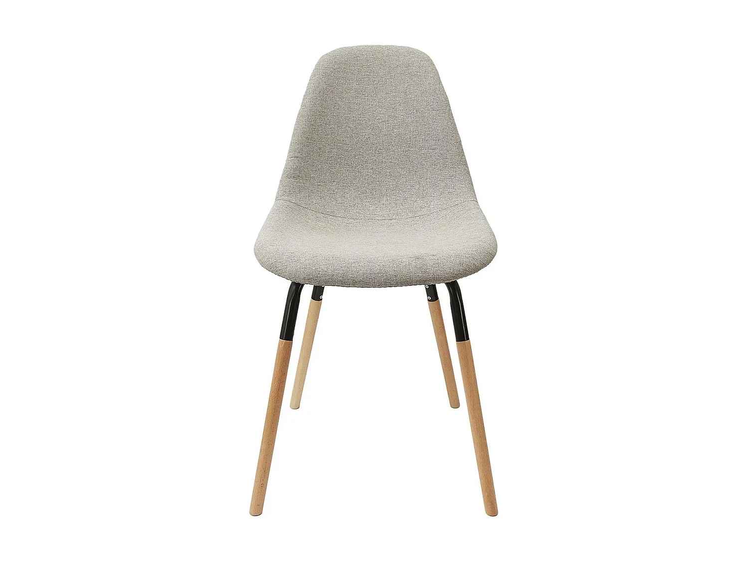 FLUK - Lot de 4 Chaises Tissu Gris Chiné Clair et Bois
