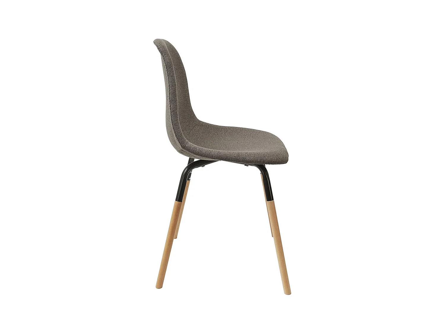 FLUK - Lot de 6 Chaises Tissu Gris Chiné Foncé et Bois