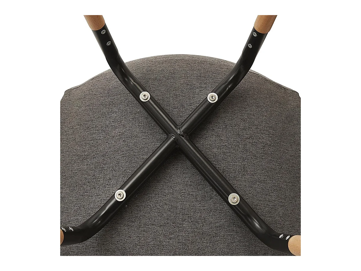 FLUK - Lot de 6 Chaises Tissu Gris Chiné Foncé et Bois