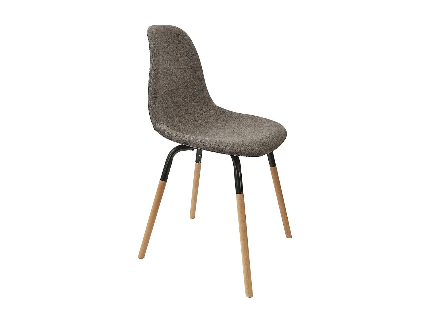 FLUK - Lot de 6 Chaises Tissu Gris Chiné Foncé et Bois