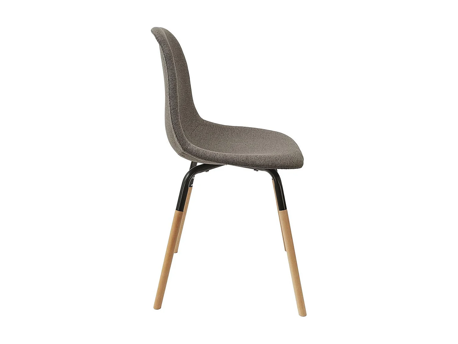 FLUK - Lot de 6 Chaises Tissu Gris Chiné Foncé et Bois