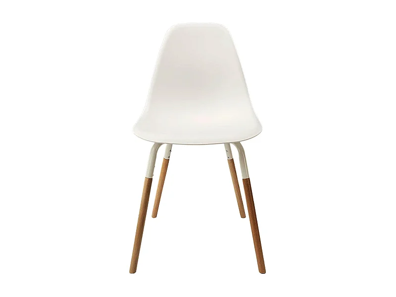 FLUK - Lot de 2 Chaises Polypropylène Blanc et Bois