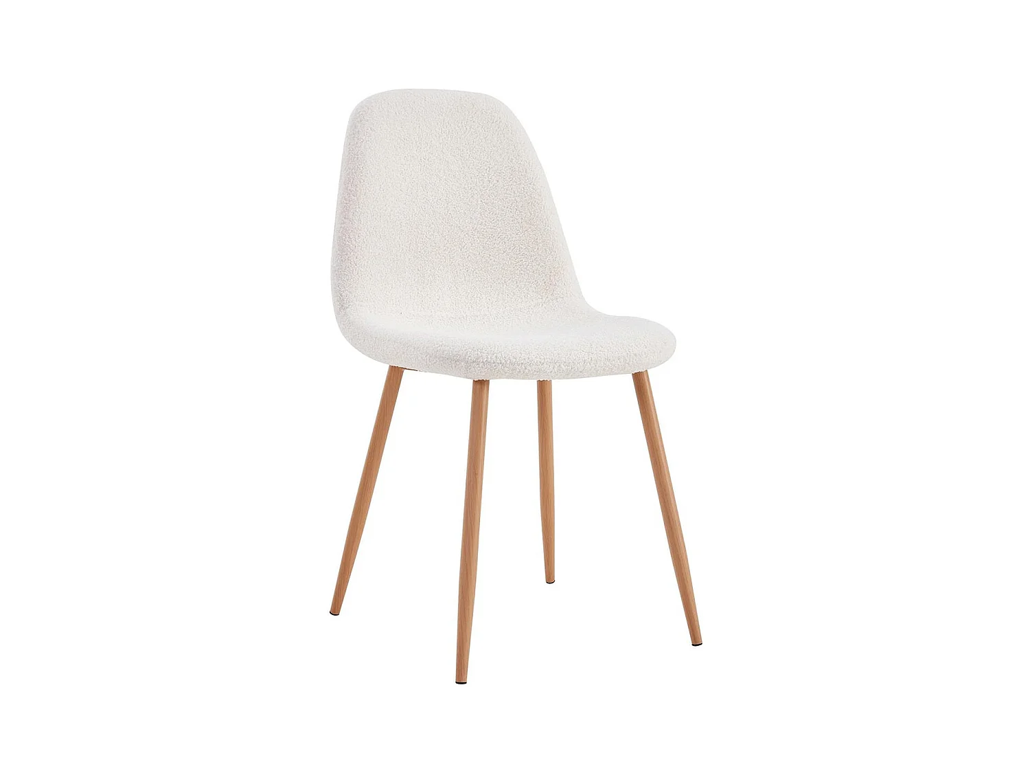 FJARD - Lot de 4 Chaises Blanches Tissu Bouclettes