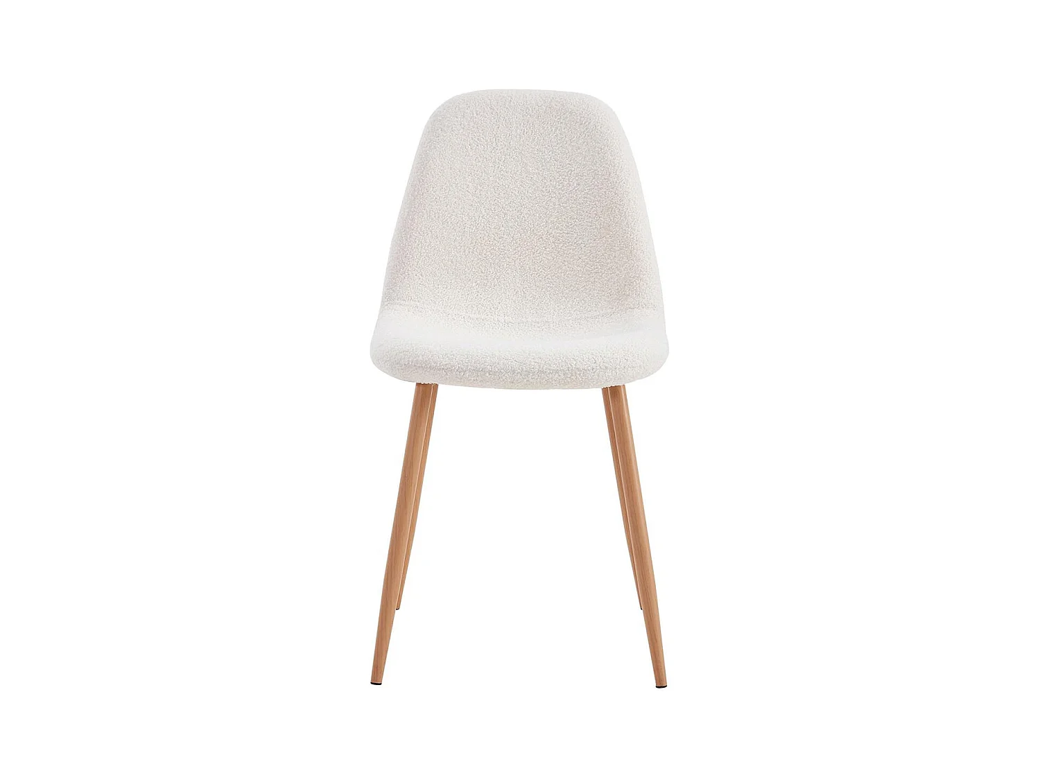 FJARD - Lot de 4 Chaises Blanches Tissu Bouclettes