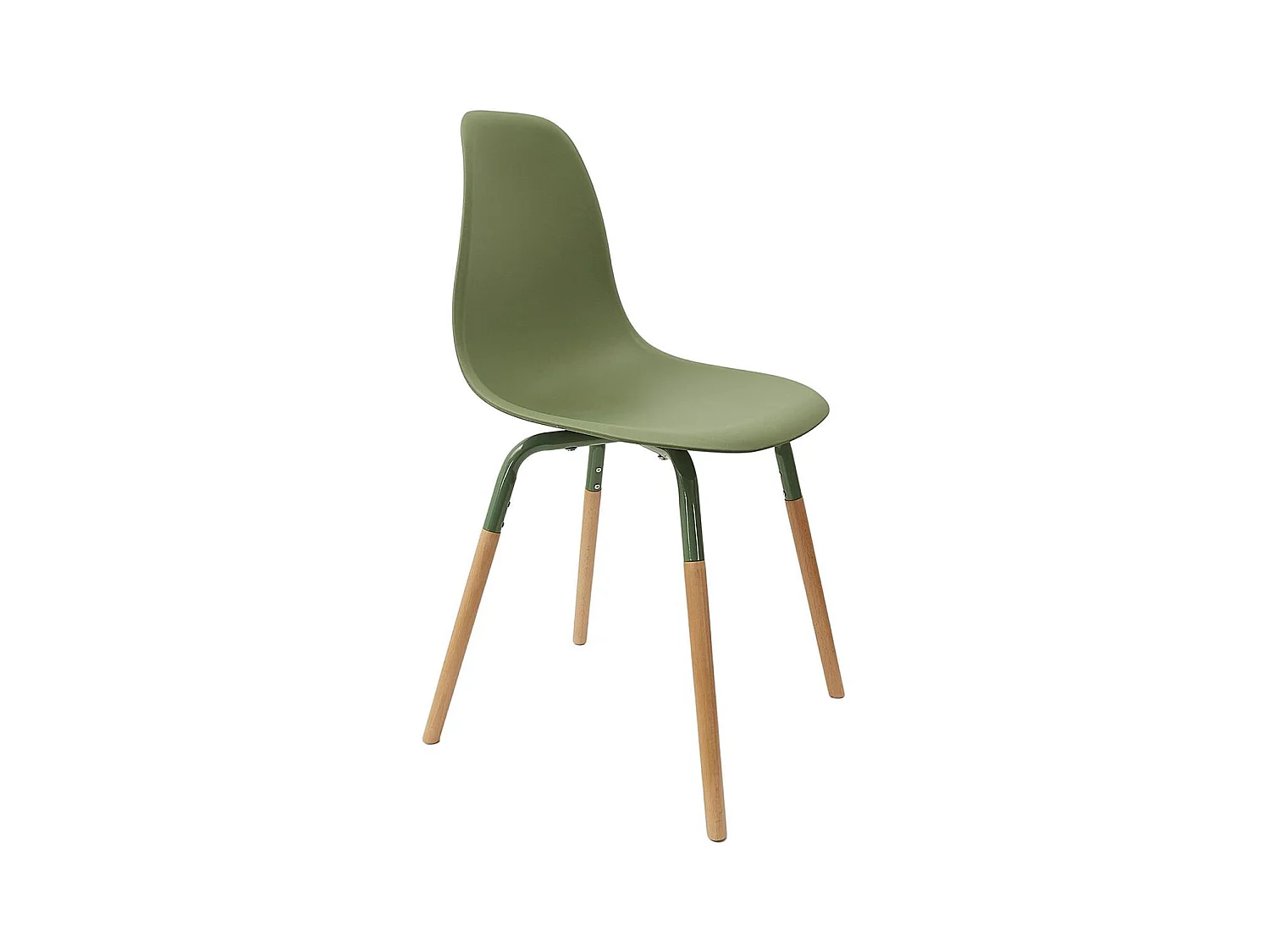 FLUK - Lot de 6 Chaises Polypropylène Vert et Bois