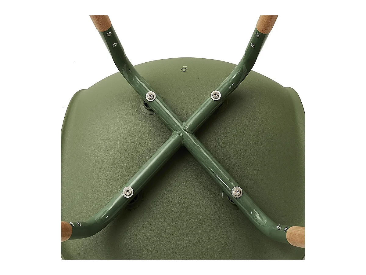 FLUK - Lot de 6 Chaises Polypropylène Vert et Bois