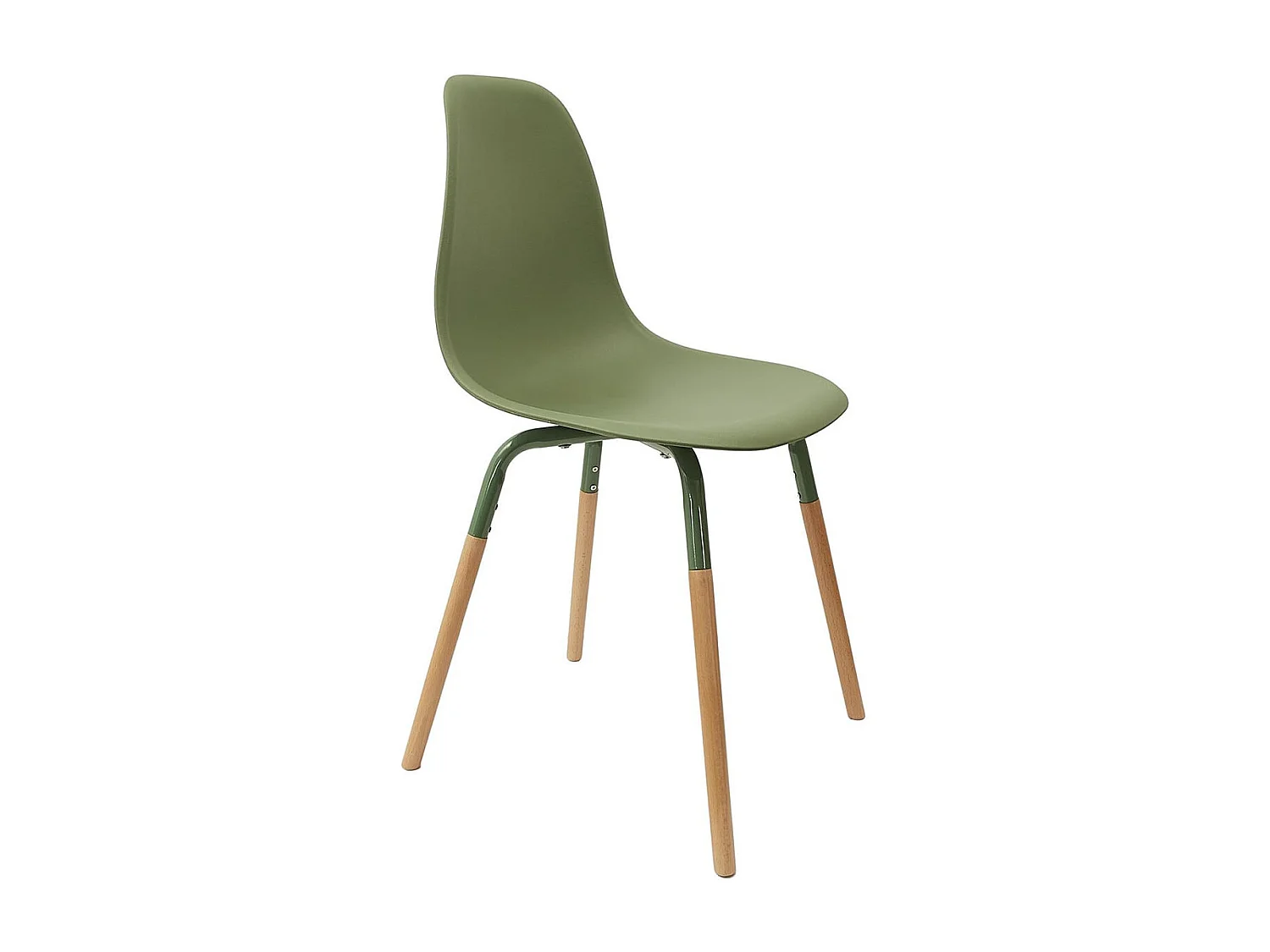 FLUK - Lot de 6 Chaises Polypropylène Vert et Bois