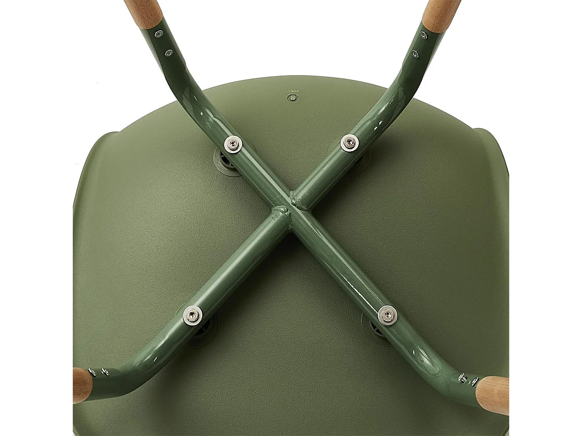 FLUK - Lot de 6 Chaises Polypropylène Vert et Bois