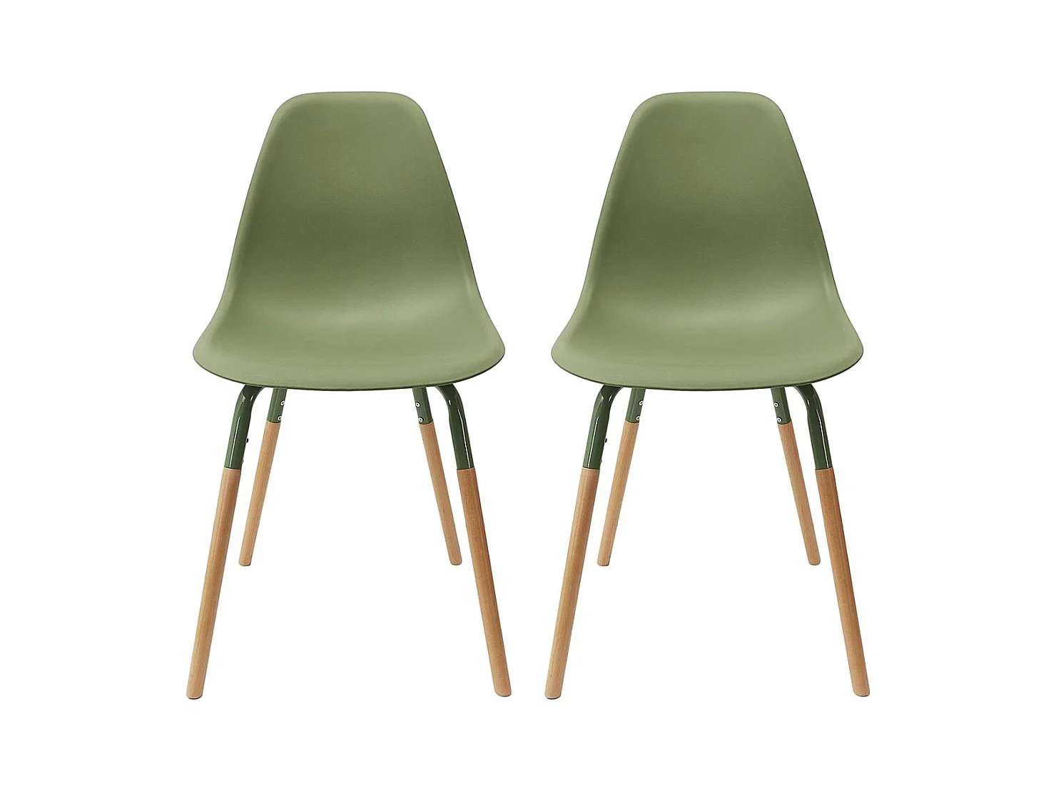 FLUK - Lot de 2 Chaises Polypropylène Vert et Bois