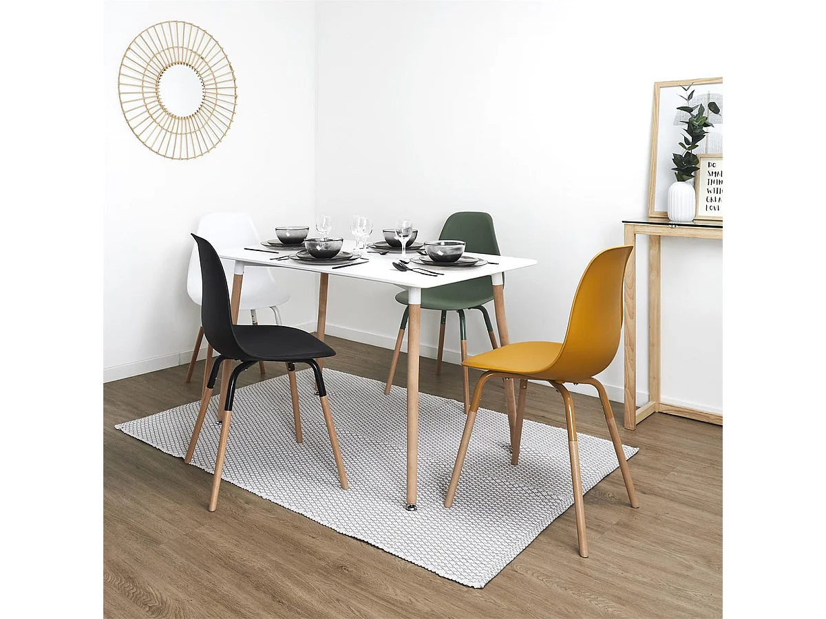 FLUK - Lot de 2 Chaises Polypropylène Vert et Bois