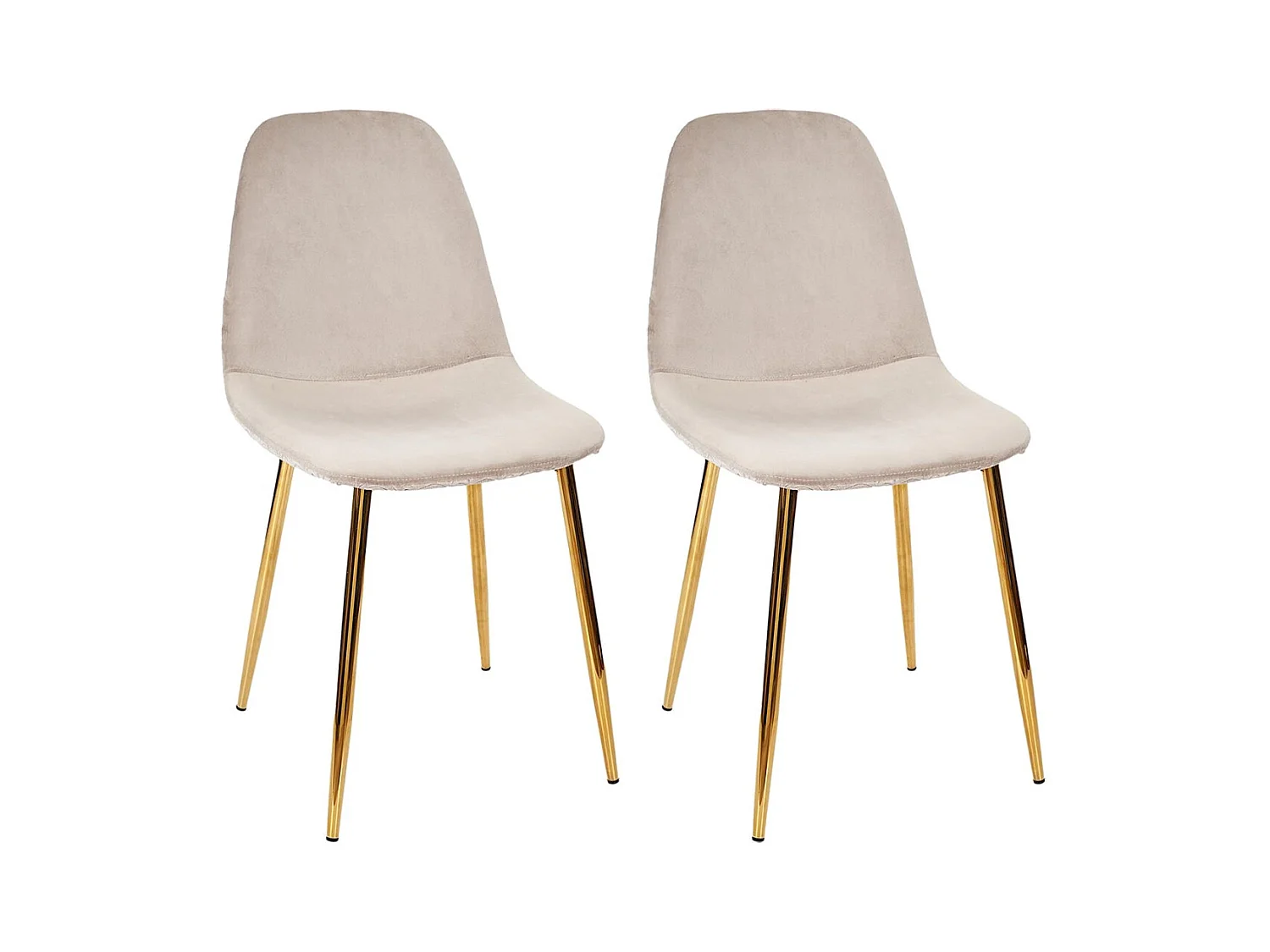 HOLLA - Lot de 2 Chaises Taupe Motif Ecailles Piétement Gold