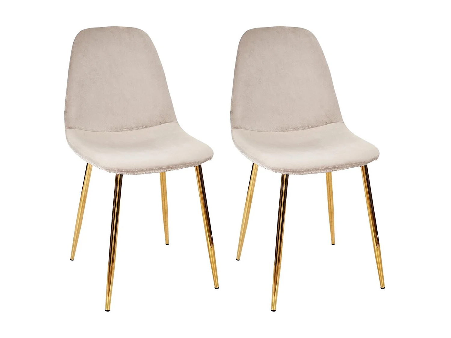 HOLLA - Lot de 2 Chaises Taupe Motif Ecailles Piétement Gold