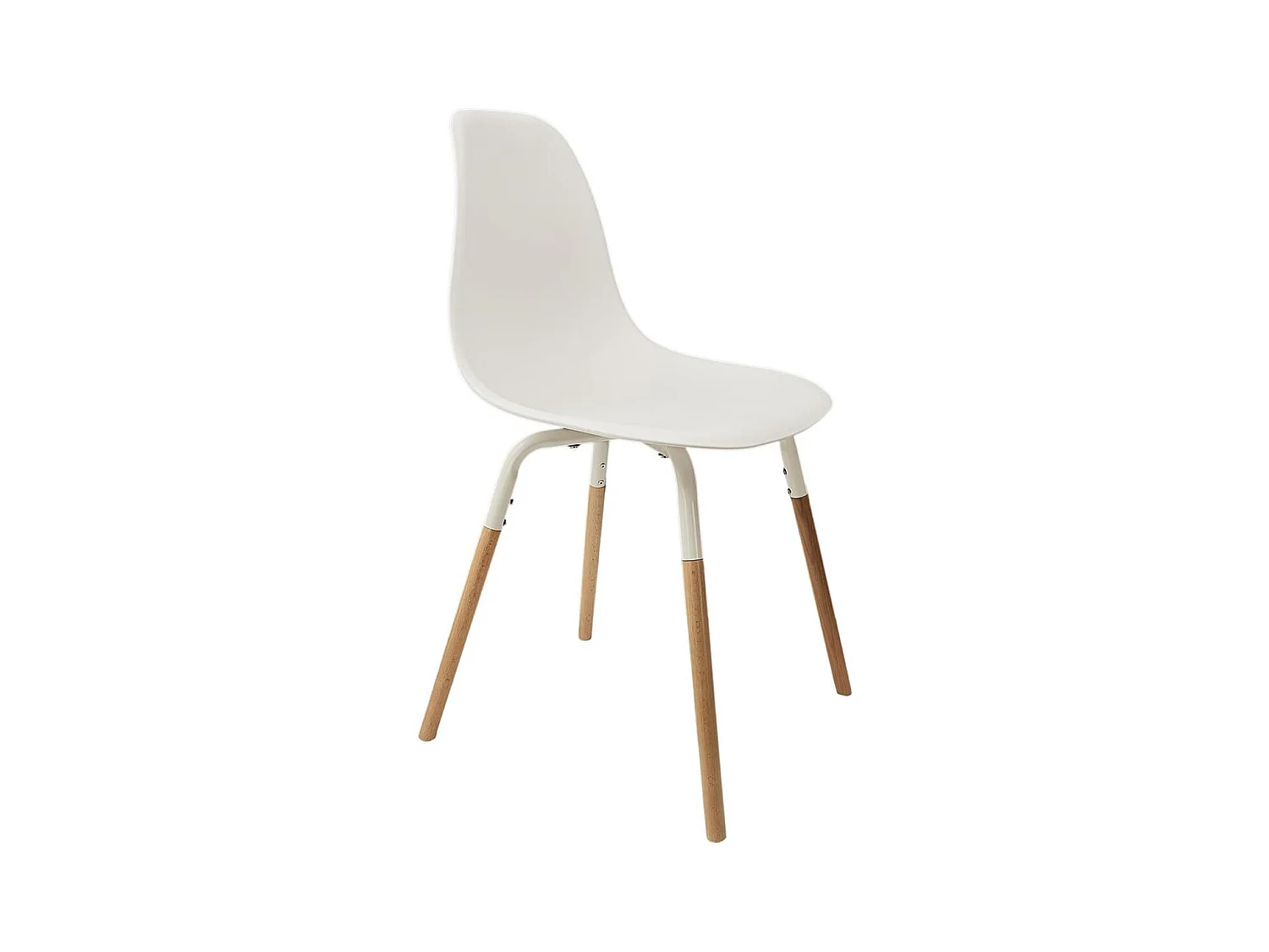 FLUK - Lot de 6 Chaises Polypropylène Blanc et Bois