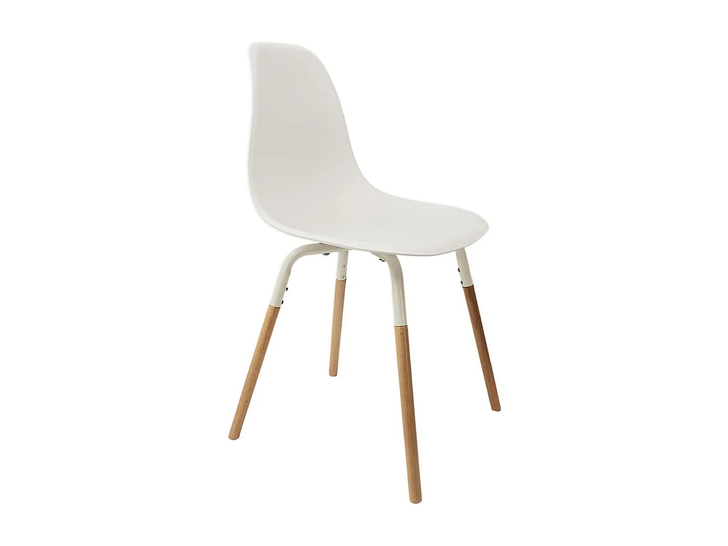 FLUK - Lot de 6 Chaises Polypropylène Blanc et Bois