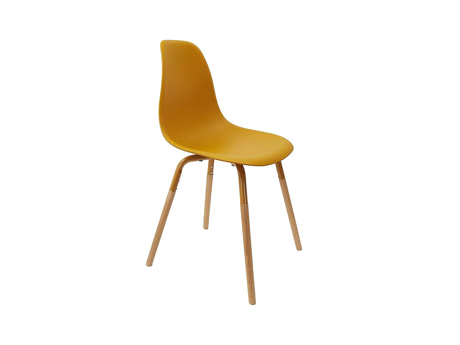 FLUK - Lot de 2 Chaises Polypropylène Jaune et Bois