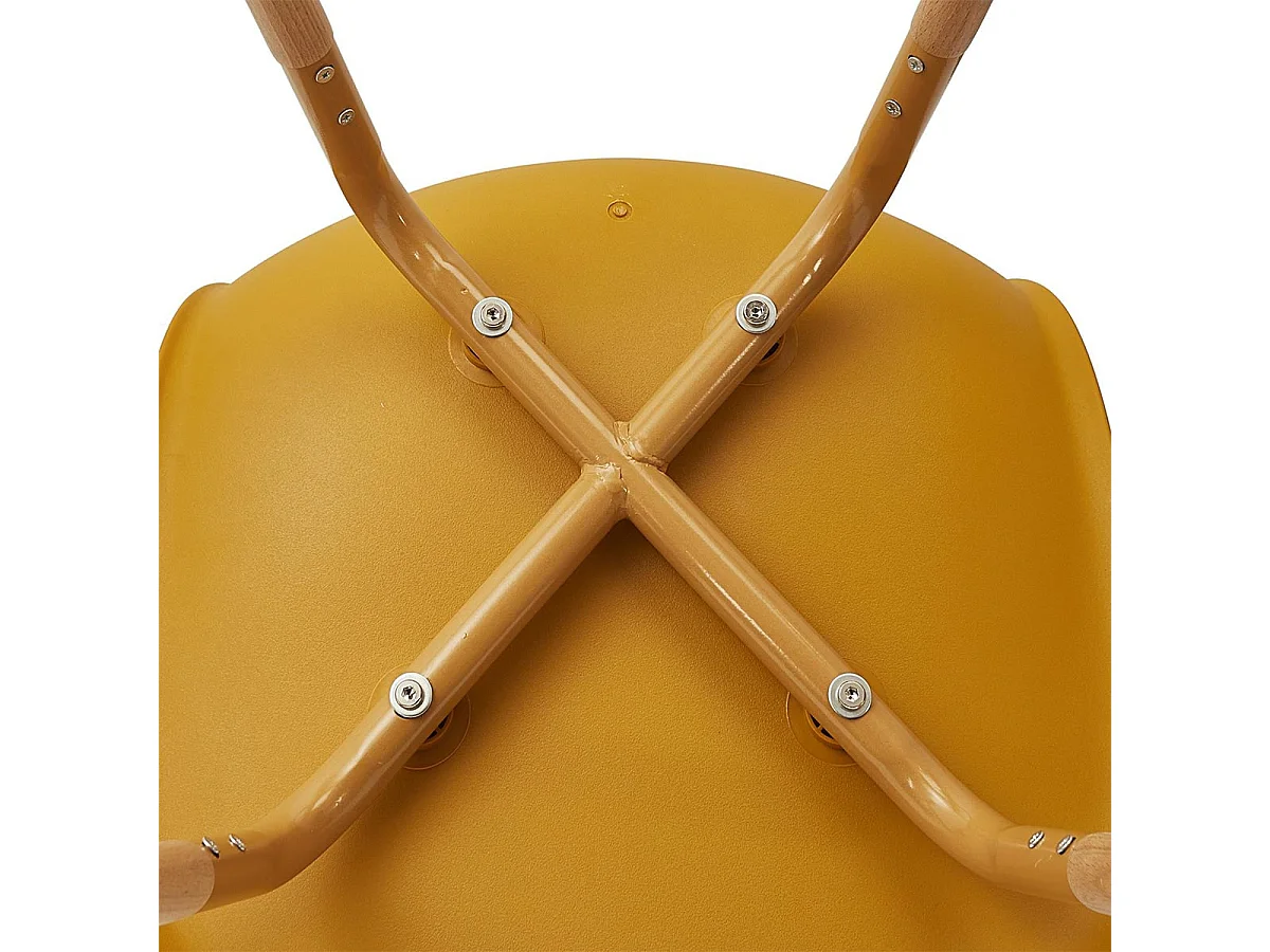 FLUK - Lot de 2 Chaises Polypropylène Jaune et Bois
