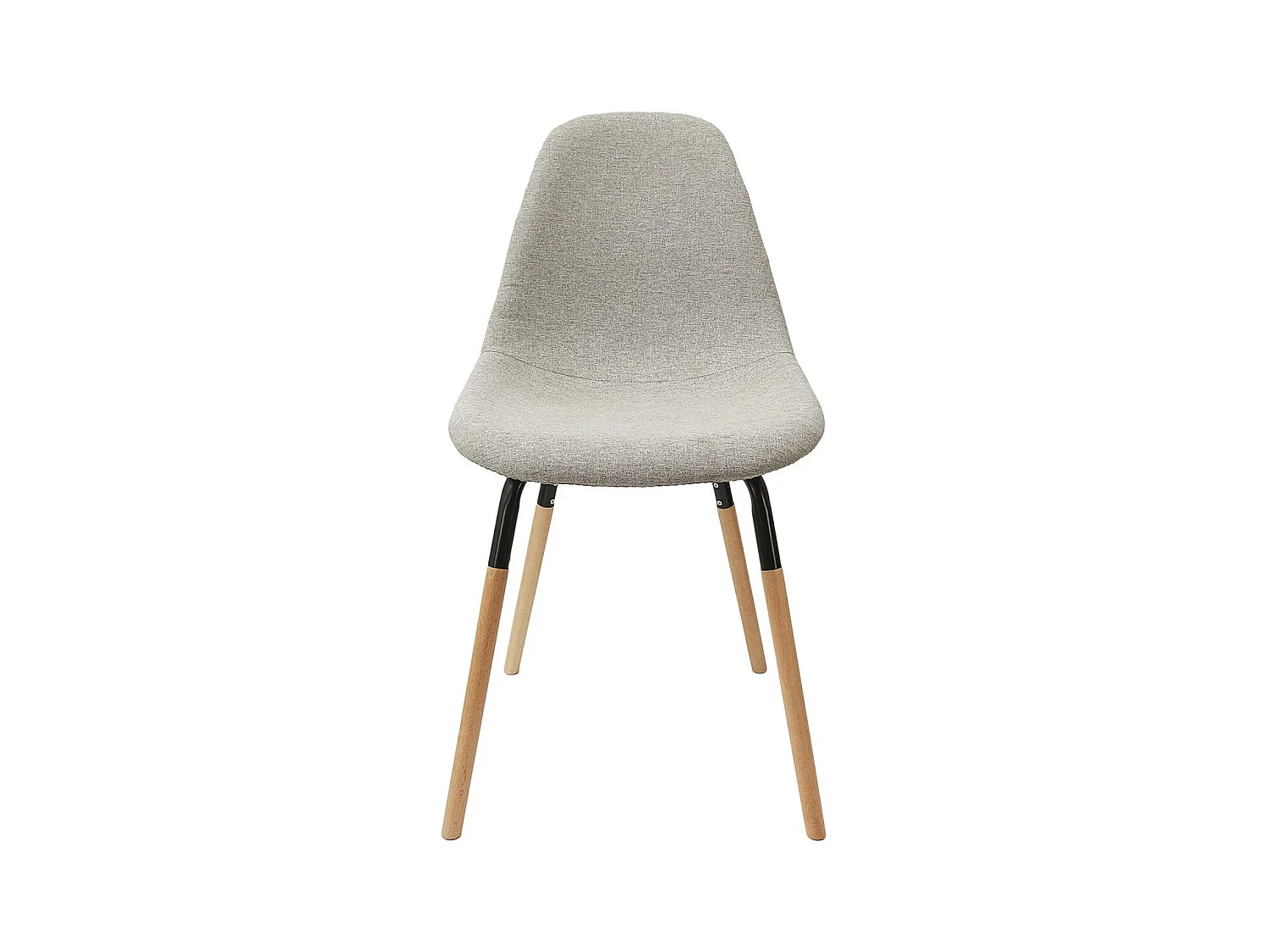 FLUK - Lot de 6 Chaises Tissu Gris Chiné Clair et Bois