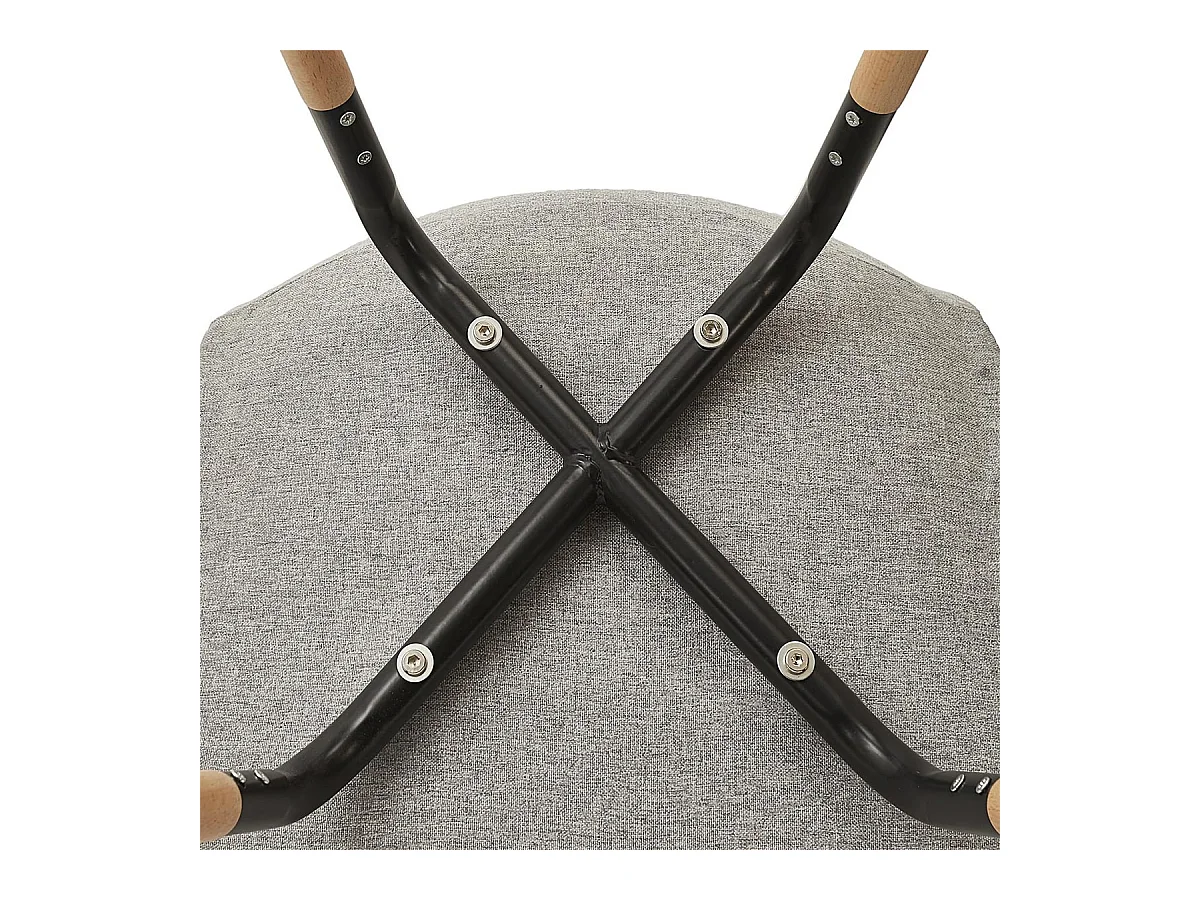 FLUK - Lot de 6 Chaises Tissu Gris Chiné Clair et Bois