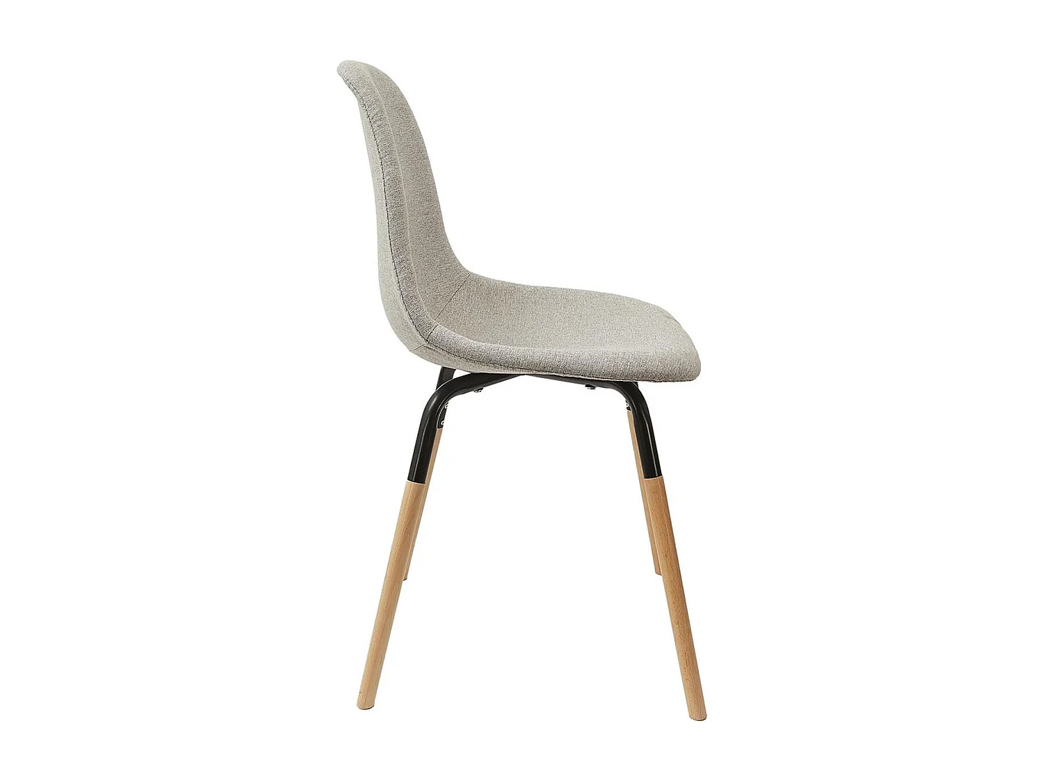 FLUK - Lot de 6 Chaises Tissu Gris Chiné Clair et Bois