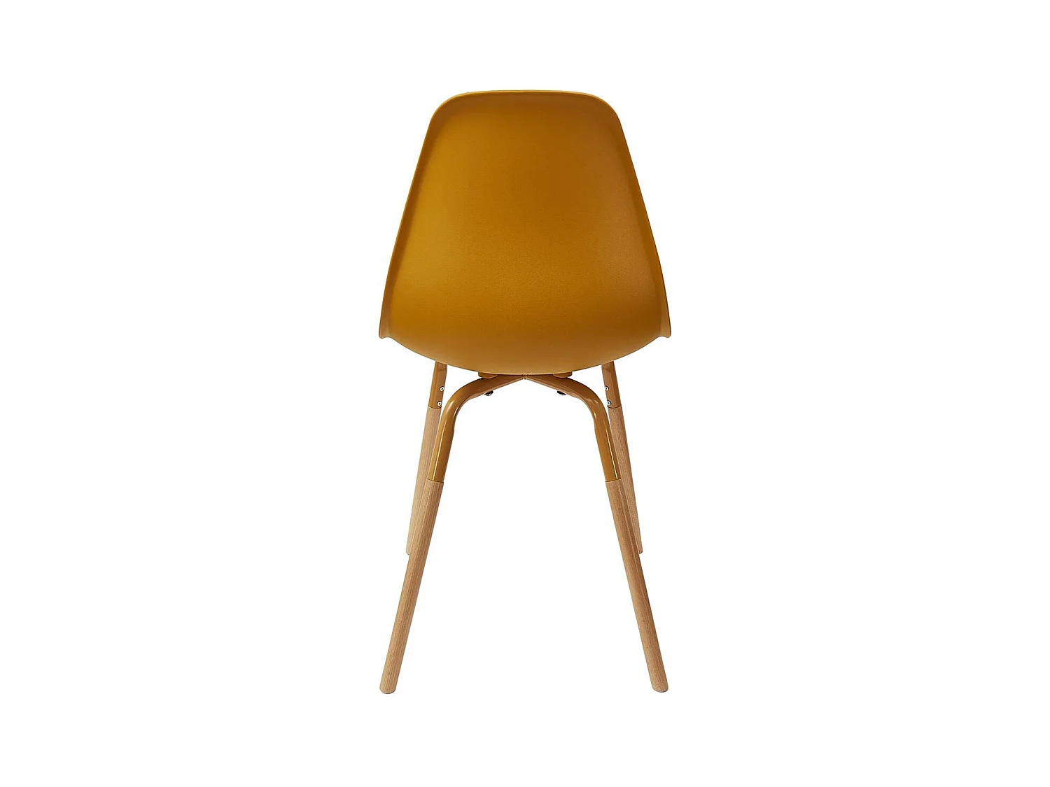 FLUK - Lot de 4 Chaises Polypropylène Jaune et Bois