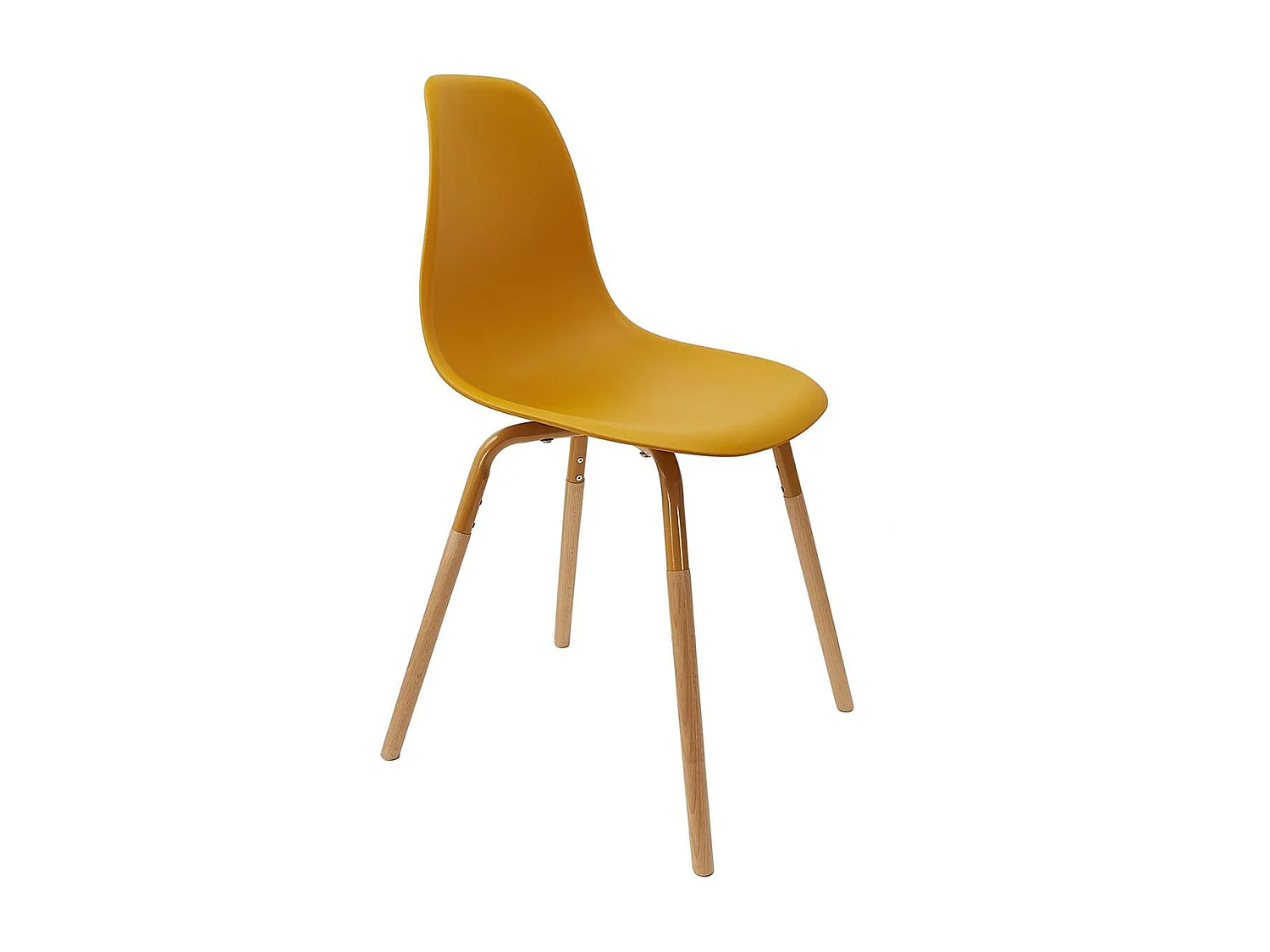 FLUK - Lot de 4 Chaises Polypropylène Jaune et Bois