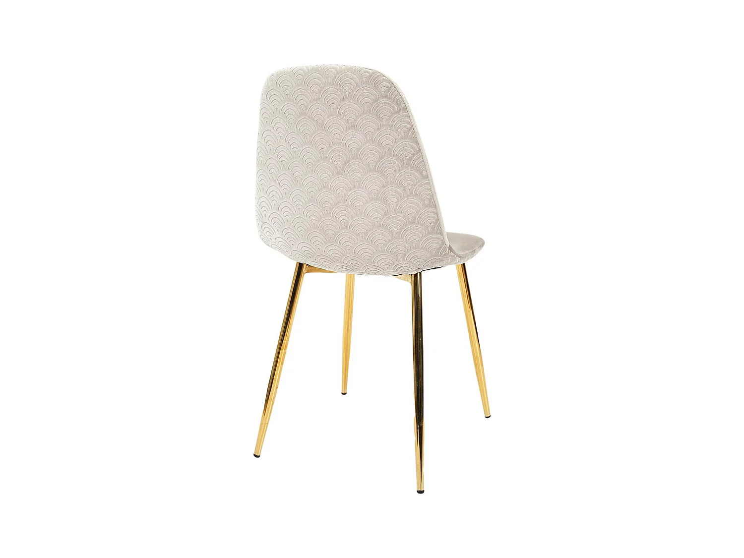 HOLLA - Lot de 6 Chaises Taupe Motif Ecailles Piétement Gold