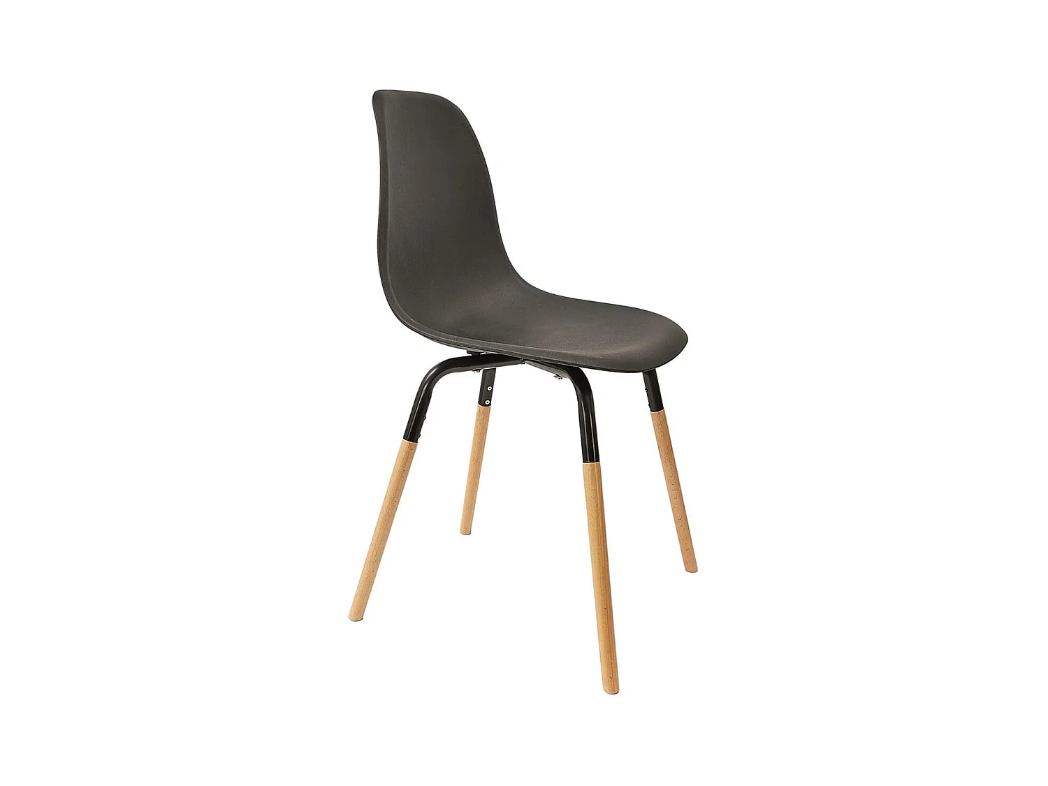 FLUK - Lot de 4 Chaises Polypropylène Noir et Bois