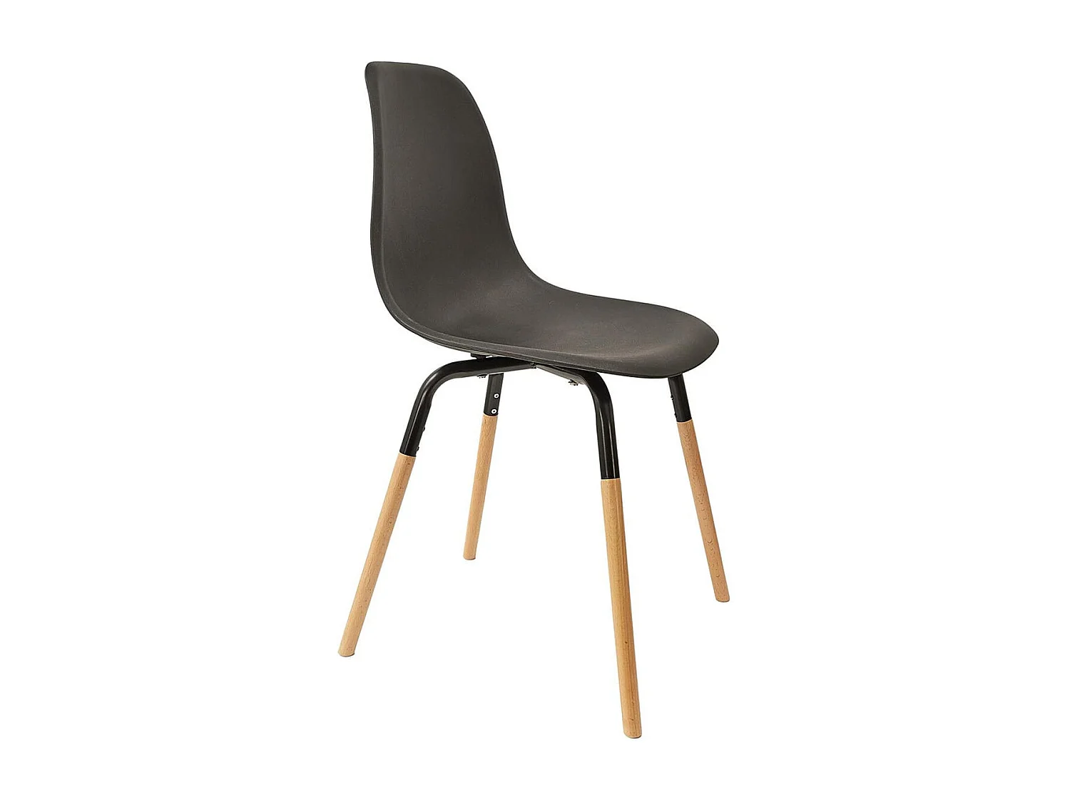 FLUK - Lot de 4 Chaises Polypropylène Noir et Bois