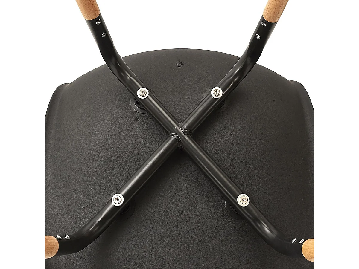 FLUK - Lot de 4 Chaises Polypropylène Noir et Bois