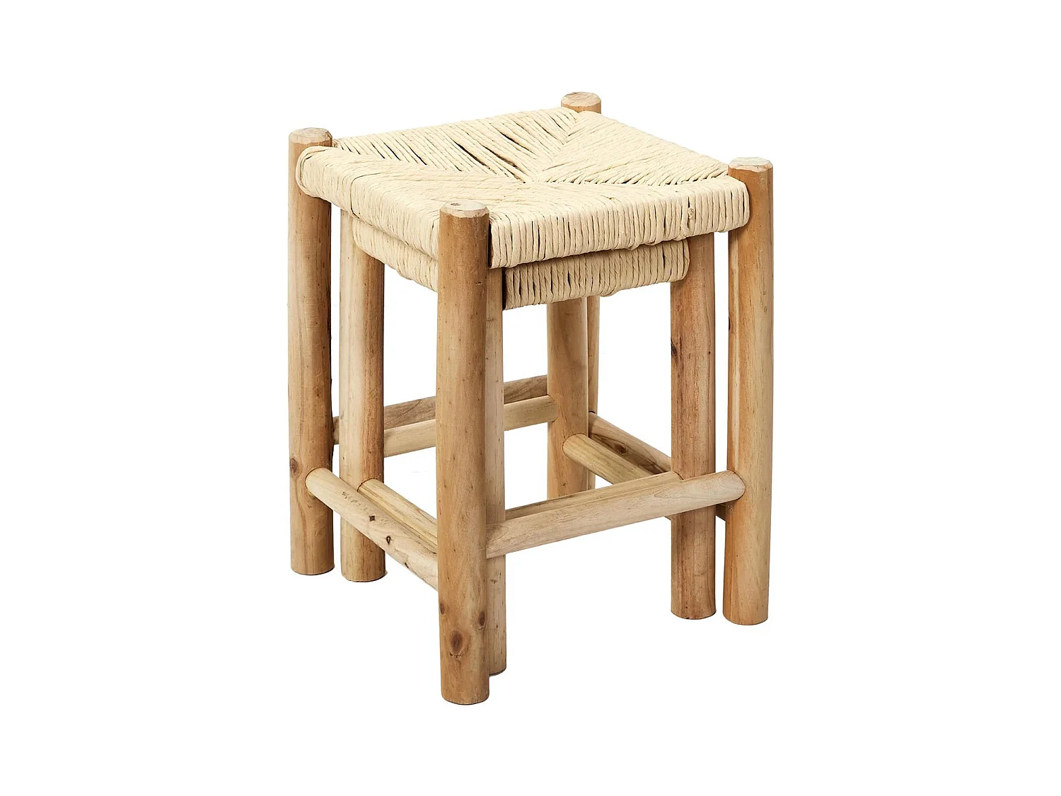 PRISIO - Tabourets Gigognes Tressés en Bois de Paulownia