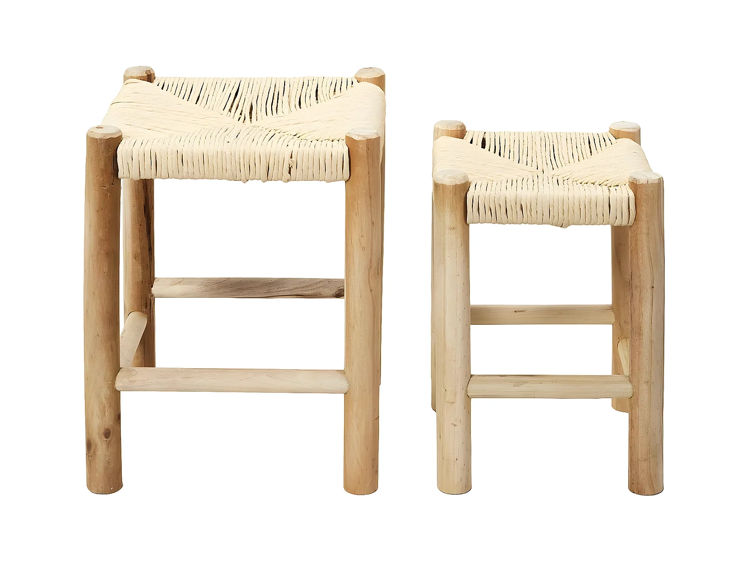 PRISIO - Tabourets Gigognes Tressés en Bois de Paulownia