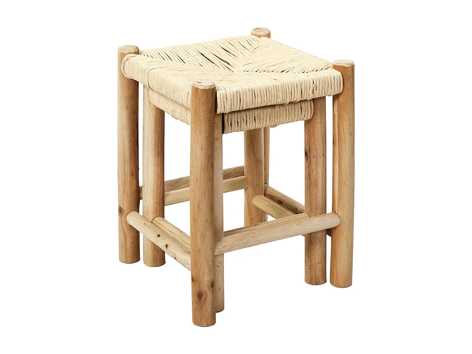 PRISIO - Tabourets Gigognes Tressés en Bois de Paulownia