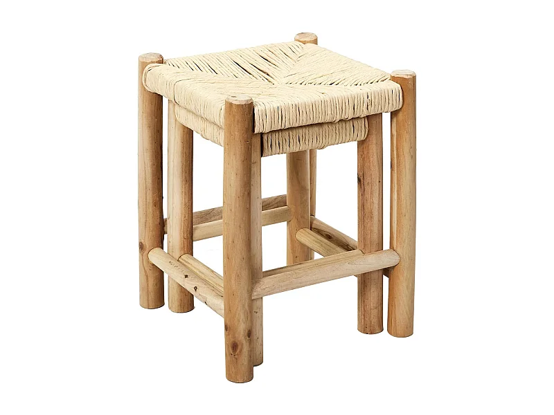 PRISIO - Tabourets Gigognes Tressés en Bois de Paulownia