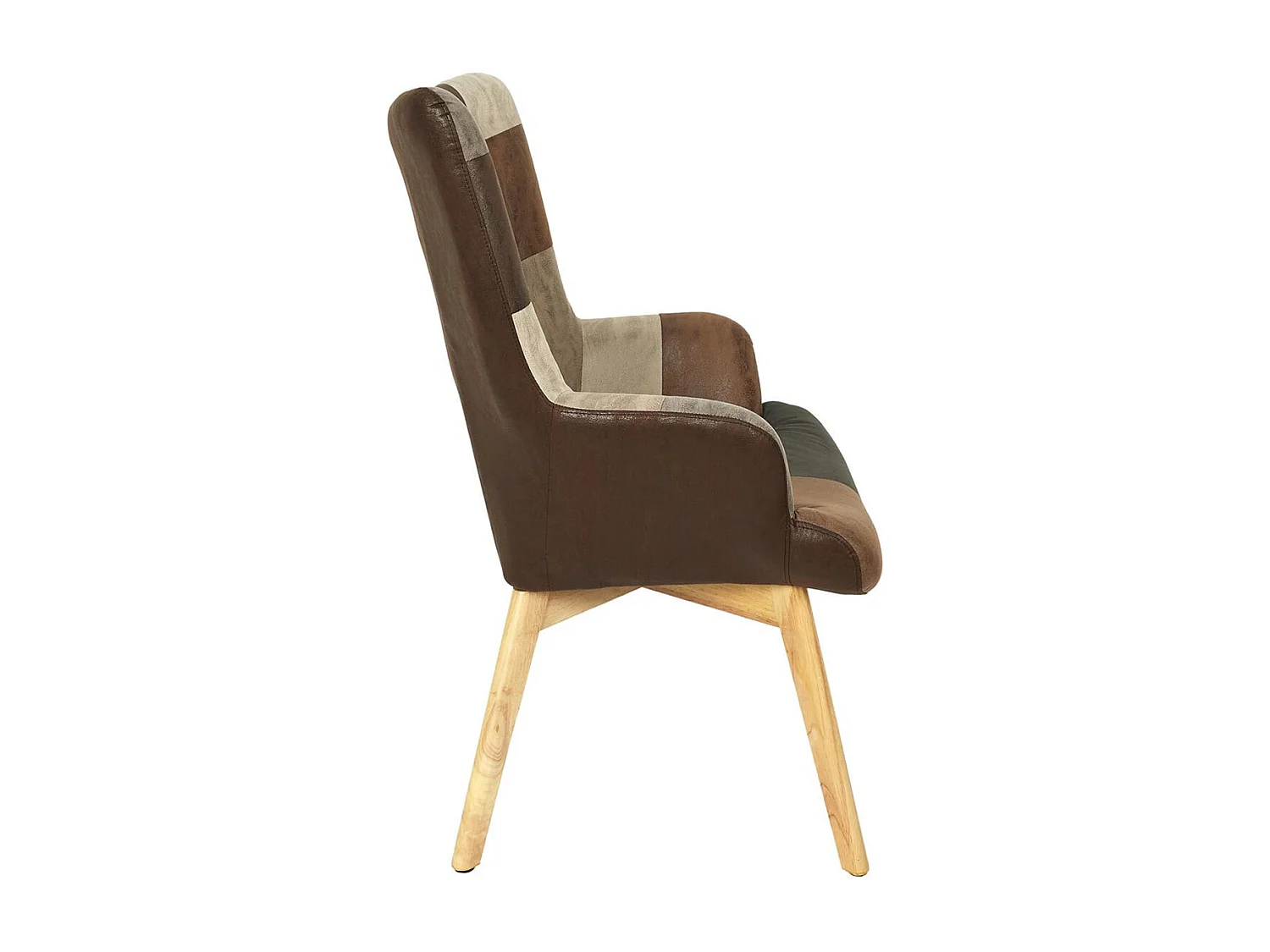 MELO - Fauteuil Patchwork Motifs Nuances de Marron