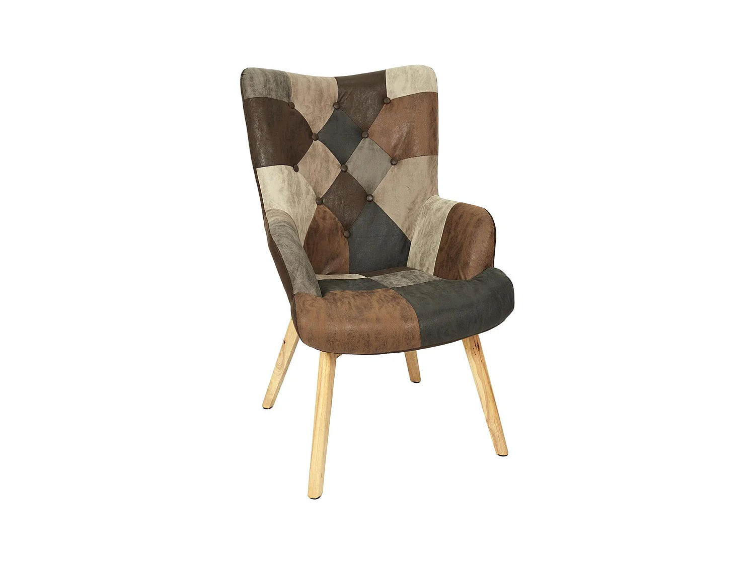 MELO - Fauteuil Patchwork Motifs Nuances de Marron