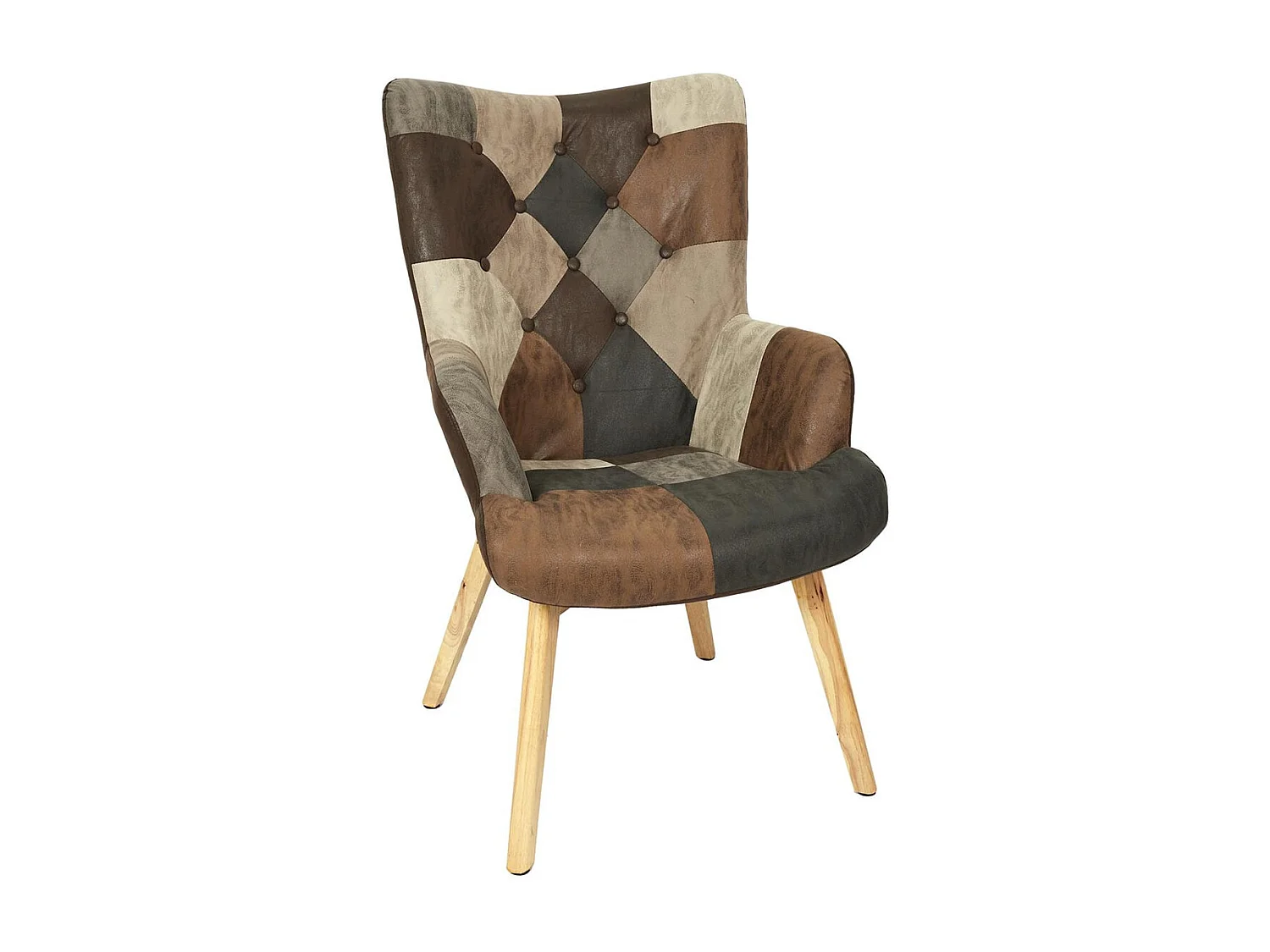 MELO - Fauteuil Patchwork Motifs Nuances de Marron