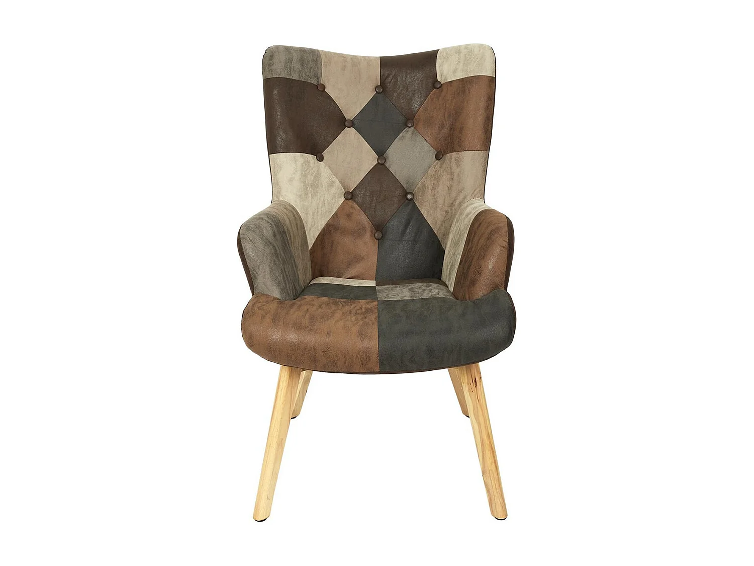 MELO - Fauteuil Patchwork Motifs Nuances de Marron