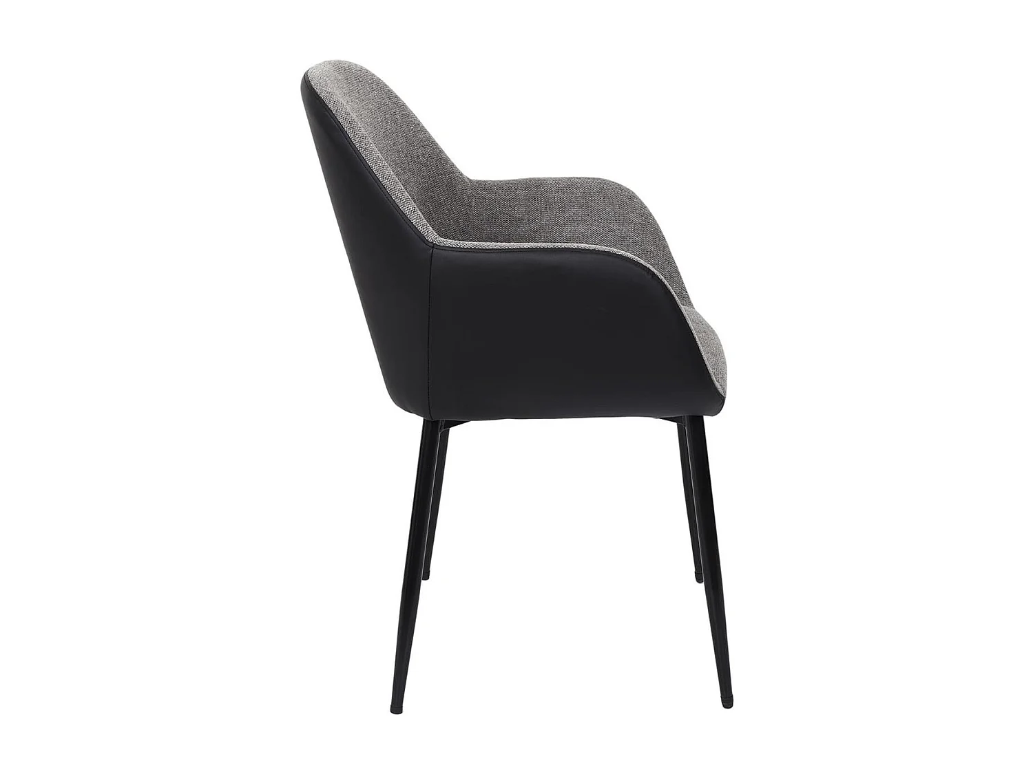 PIAGA - Lot de 4 Fauteuils Tissu Noir et Gris Chiné