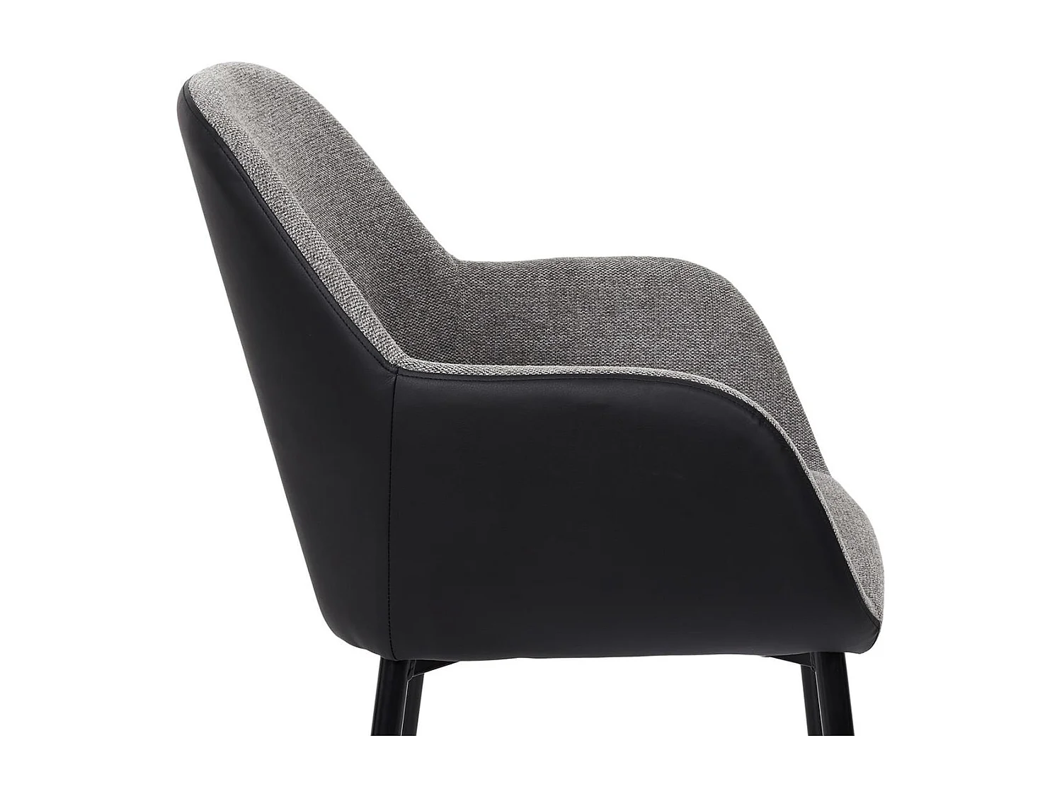 PIAGA - Lot de 4 Fauteuils Tissu Noir et Gris Chiné
