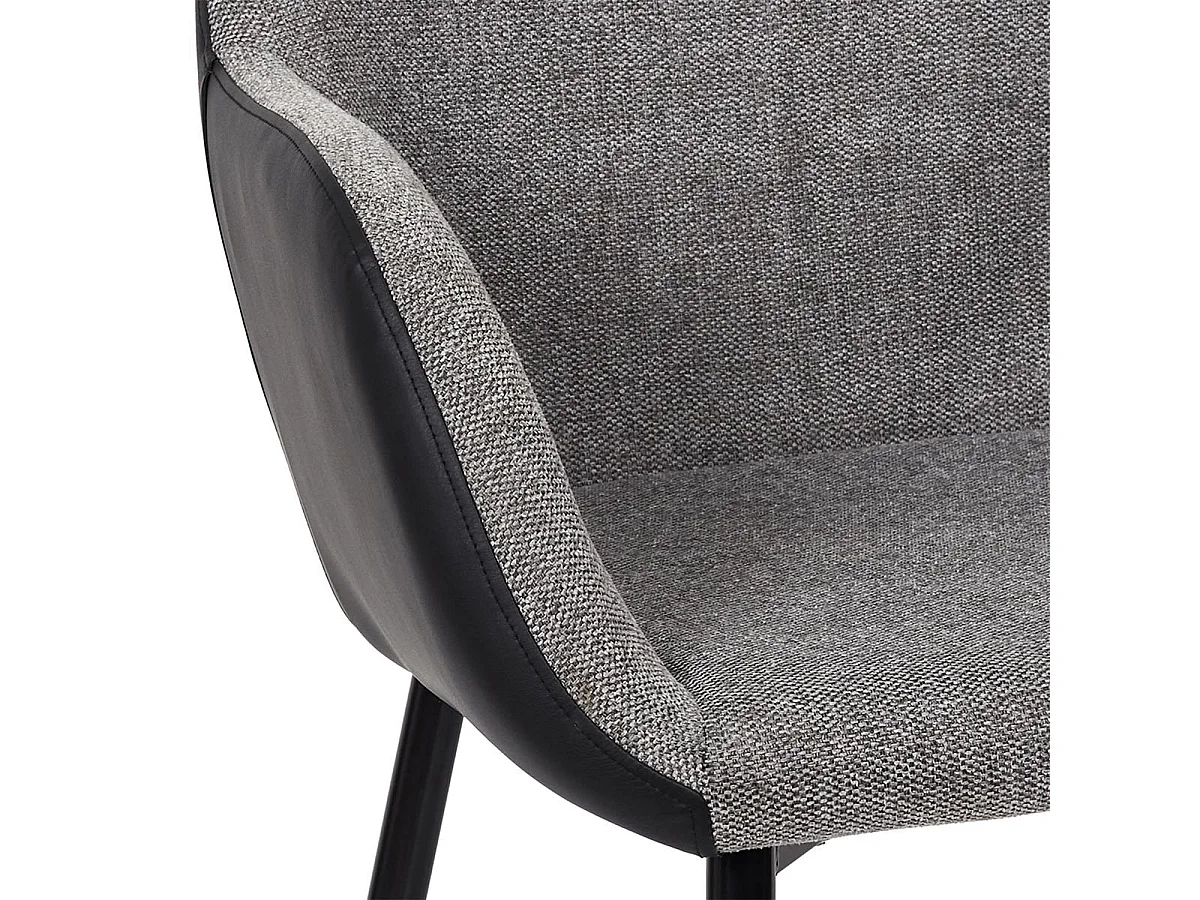 PIAGA - Lot de 4 Fauteuils Tissu Noir et Gris Chiné